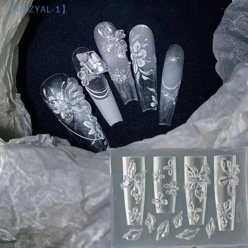 【ZYAL-1】 1 pièces crème arc ours 3D Silicone moule à ongles bricolage Nail Art décoration fleur Transparent modèle d'ongle manucure outil de conception