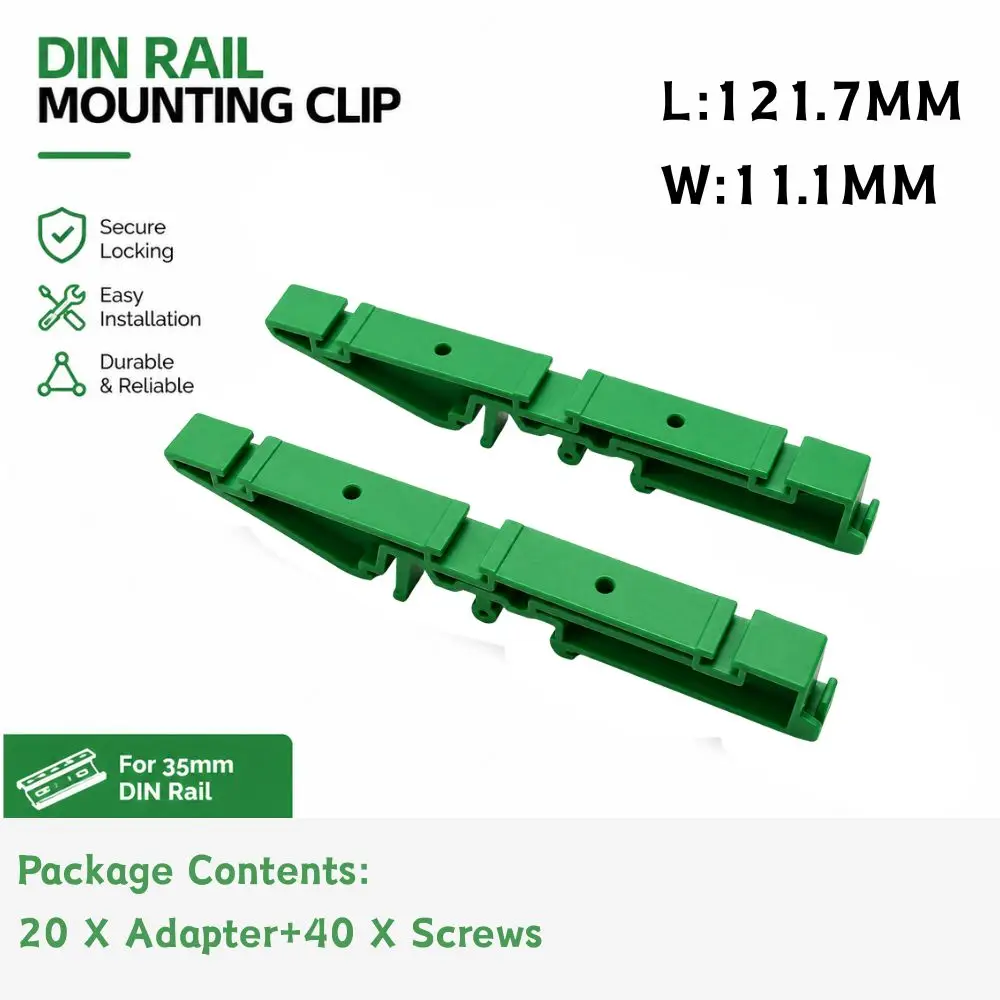 20Pcs DRG-04 Mounting adapter can be used as end stop green Circuit Board Mounting Bracket For Mounting DIN Rail