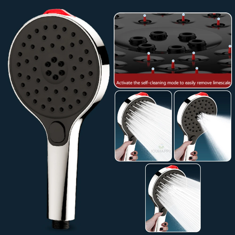 

12.5CM Big Panels High Pressure Shower Head with One-click Stop 3 Modes Adjustable Shower Head Large Flow Bathroom Accessories