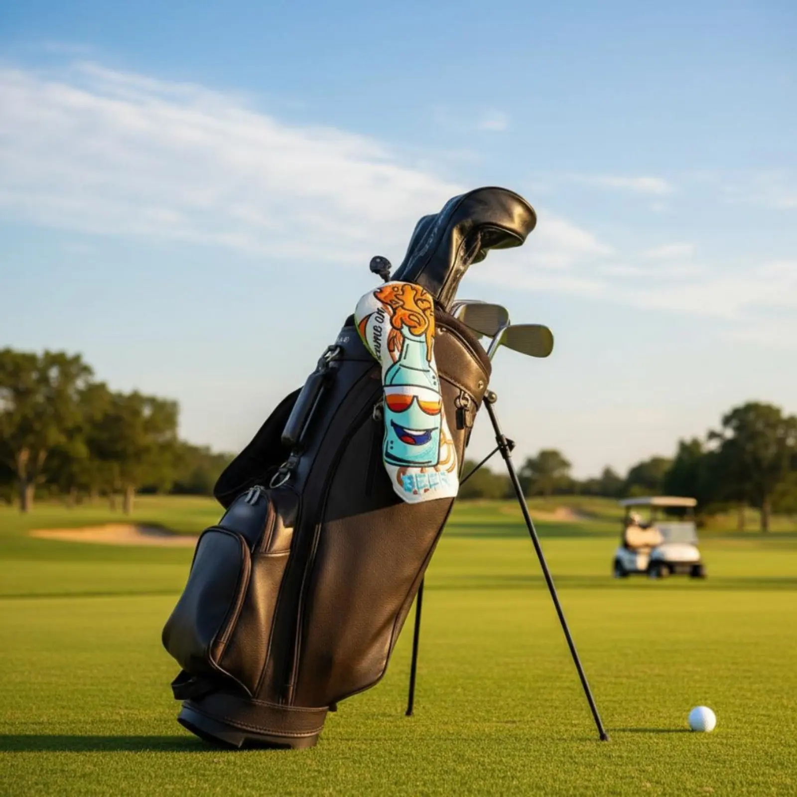 Embroidered Sport Wood Cover Long-Lasting Cartoon Beer Bottle Headcover Driver and Fairway Clubs Headcovers Soft Soft Interior - view 3