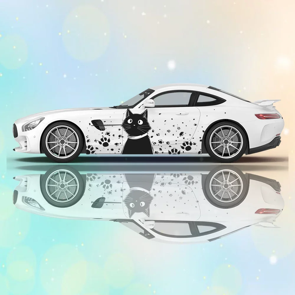 

Lively Cat Paw Prints Colored Car Vinyl Wraps Decal PVC Anti Scratch Sticker Suitable for Trucks SUV Decor Auto Accessories Gift