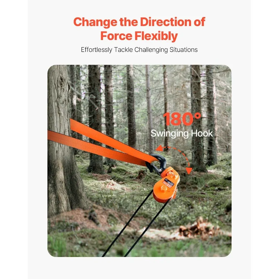 Bloc d'arrachage de 2 tonnes avec crochet pivotant 3 roues 3 8 câble métallique Wrecker Rollback