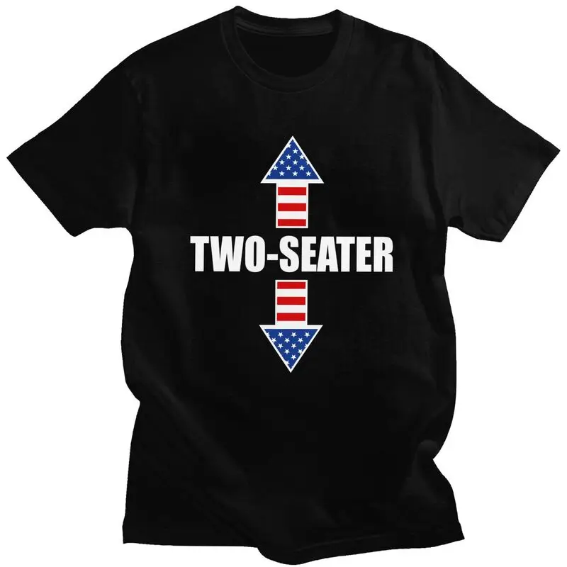 Two Seater USA Flag Arrows Tshirt for Men Short Sleeve Humor Sarcastic Quotes Tee Shirt Streetwear Summer 100% Cotton Camisetas