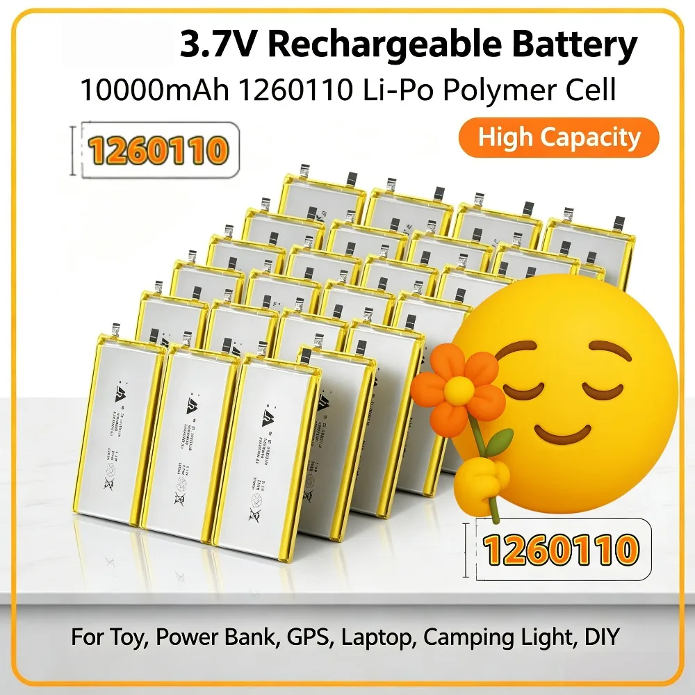 1-50PCS 3.7V 10000mAh 1260110 Rechargeable Polymer Batteries Lipo Li-Po for Toy Power Bank GPS Laptop Camping Lights Diy