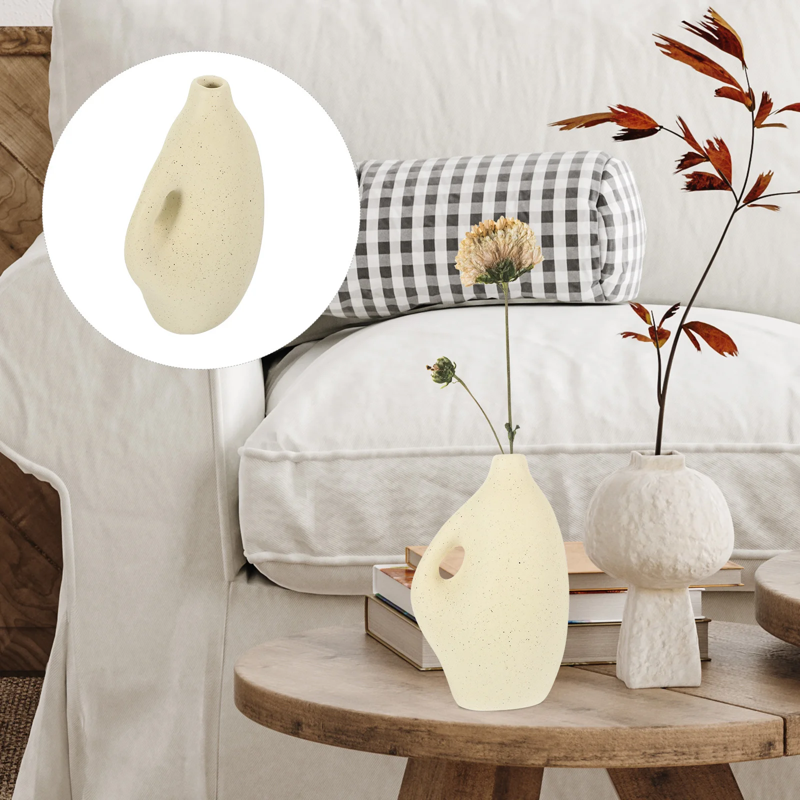 

Ceramic Vase Irregular Shape Tabletop Decor Flower Vase for Modern Home Centerpiece Pampas Grass Accent