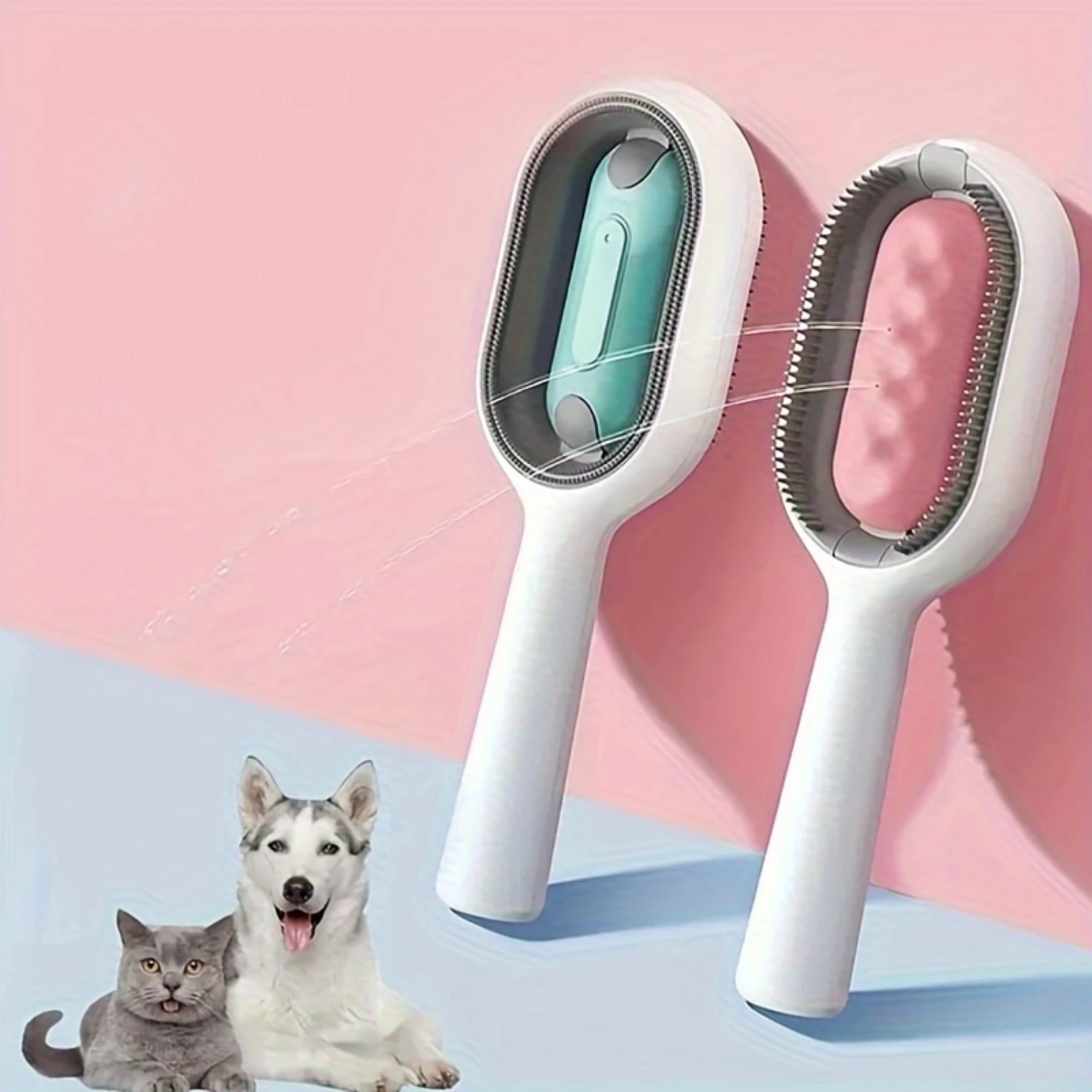 Cat Hair Brush with Water, 4 in 1 Grooming Brush, Pet Hair Removal Comb, Sticky Brush 2.0 for Cats, Wet Cat Comb & Cleaning Brus