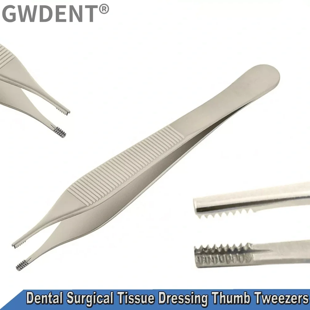 1Pcs Surgical Adson Brown Tweezers Tissue Dressing Forceps Dental Medical Pliers 12cm