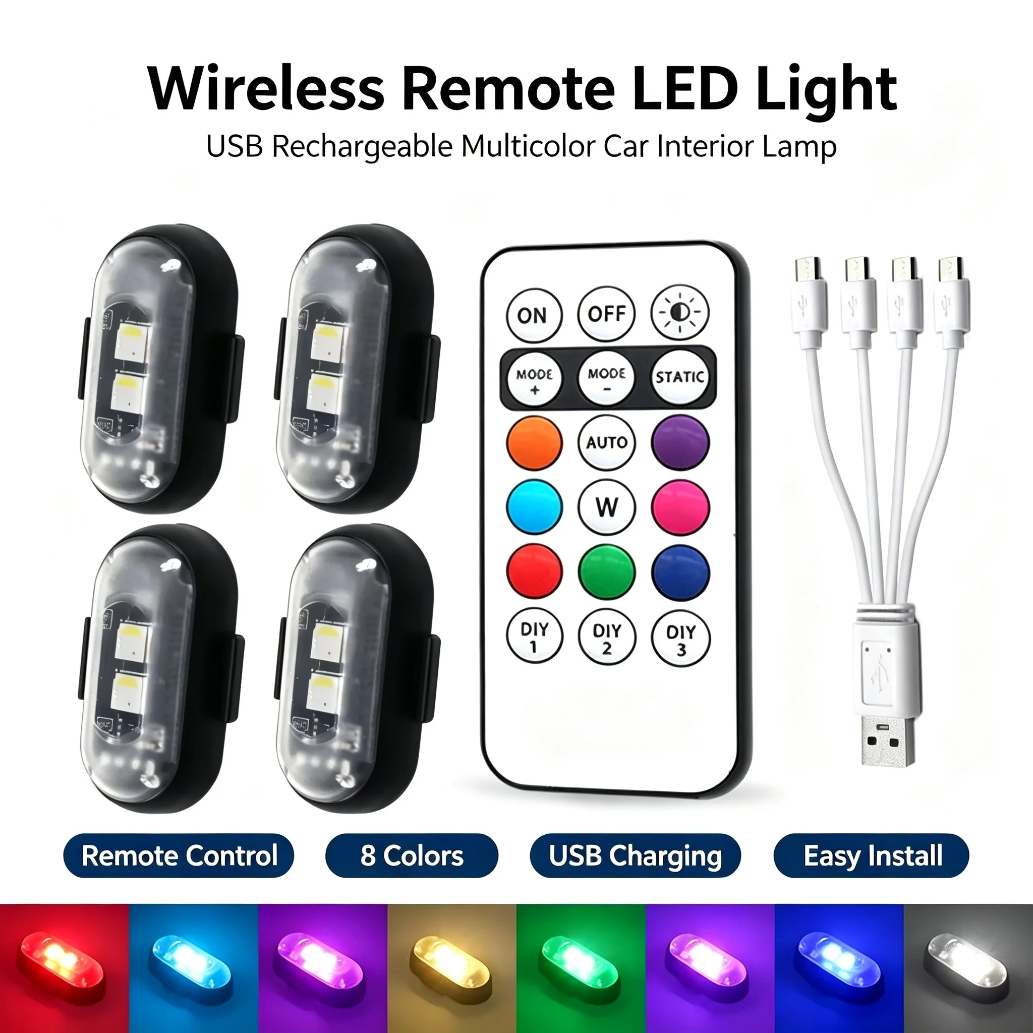 Multifunktionale Fernbedienbare Auto-LED-Warnleuchte, 4/10 Stück Kabellose Wiederaufladbare Dekorative Atmosphärenlampe