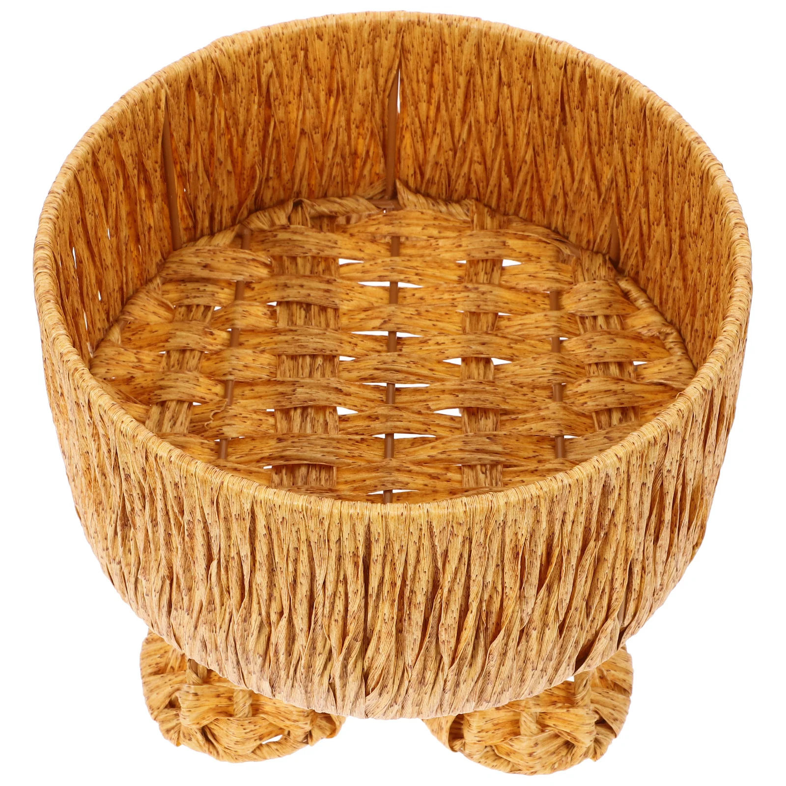 

1pc Foot-Shaped Woven Fruit Basket Imitation Rattan Storage Tray For Home Desktop Decor Snacks Bread Serving Kitchen Household