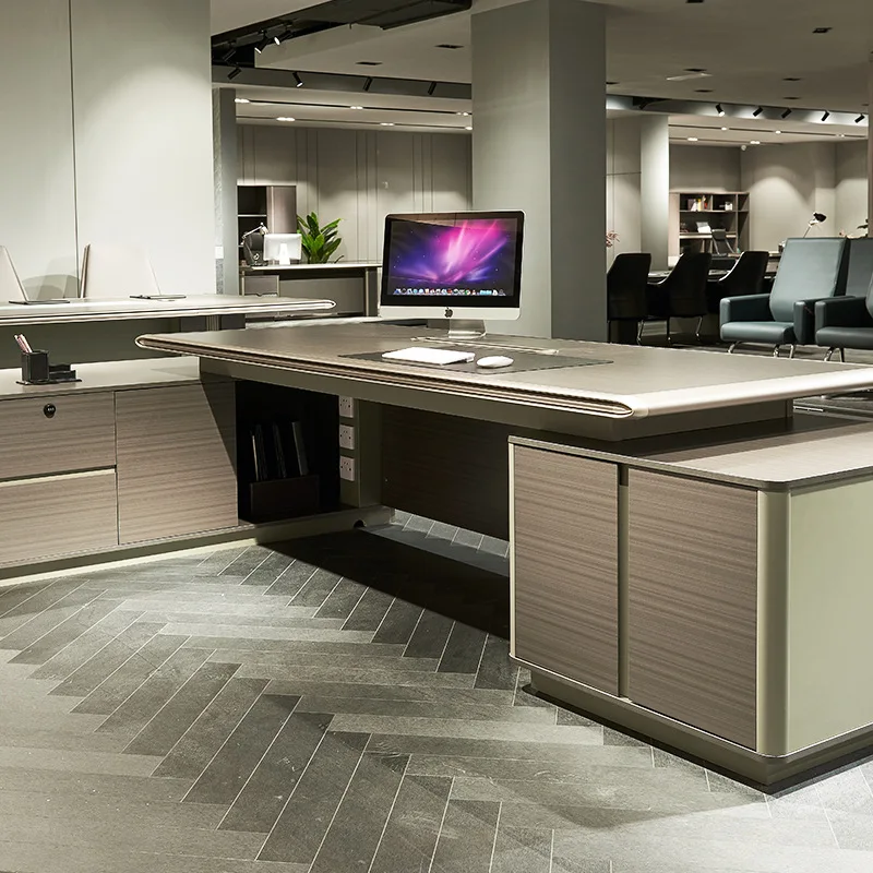 

Fashion light luxury office furniture boss table simple modern class desk president manager office desk and chair combination