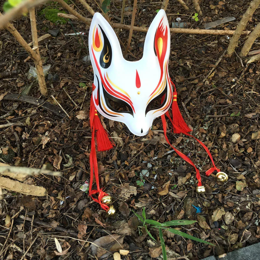 Masque de Kitsune traditionnel japonais pour cosplay de lapin et renard Kabuki Accessoires de costume pour décoration de chambre