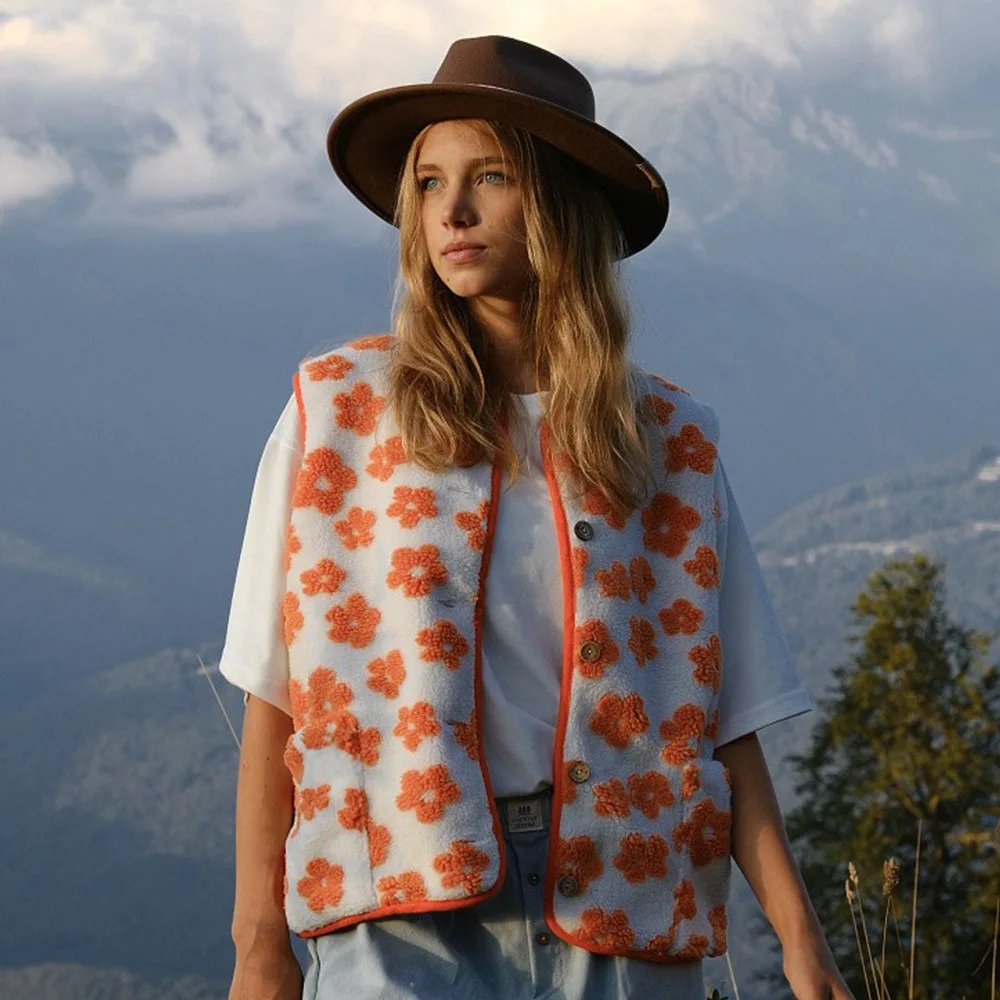 

Милый флисовый кардиган, жилет, осенне-зимний женский модный свободный теплый жилет для кампуса, повседневный жилет для пешего туризма, музыкального фестиваля, банкета