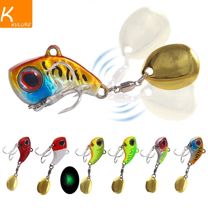 New Arrival 1PCS 9g/13g/16g/22g Metal VIB Fishing Lure Spinner Sinking Rotating Spoon Pin Crankbait Sequins Baits Fishing Tackle