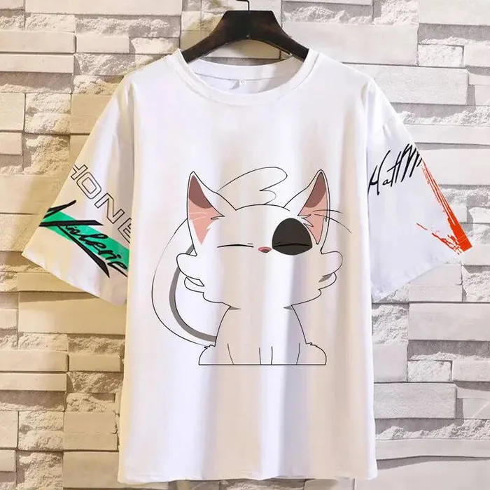 

Футболка с короткими рукавами Merchandise Suzume's Journey, летняя футболка унисекс Suzume Tomioka Cat, свободный топ больших размеров, аниме-игра