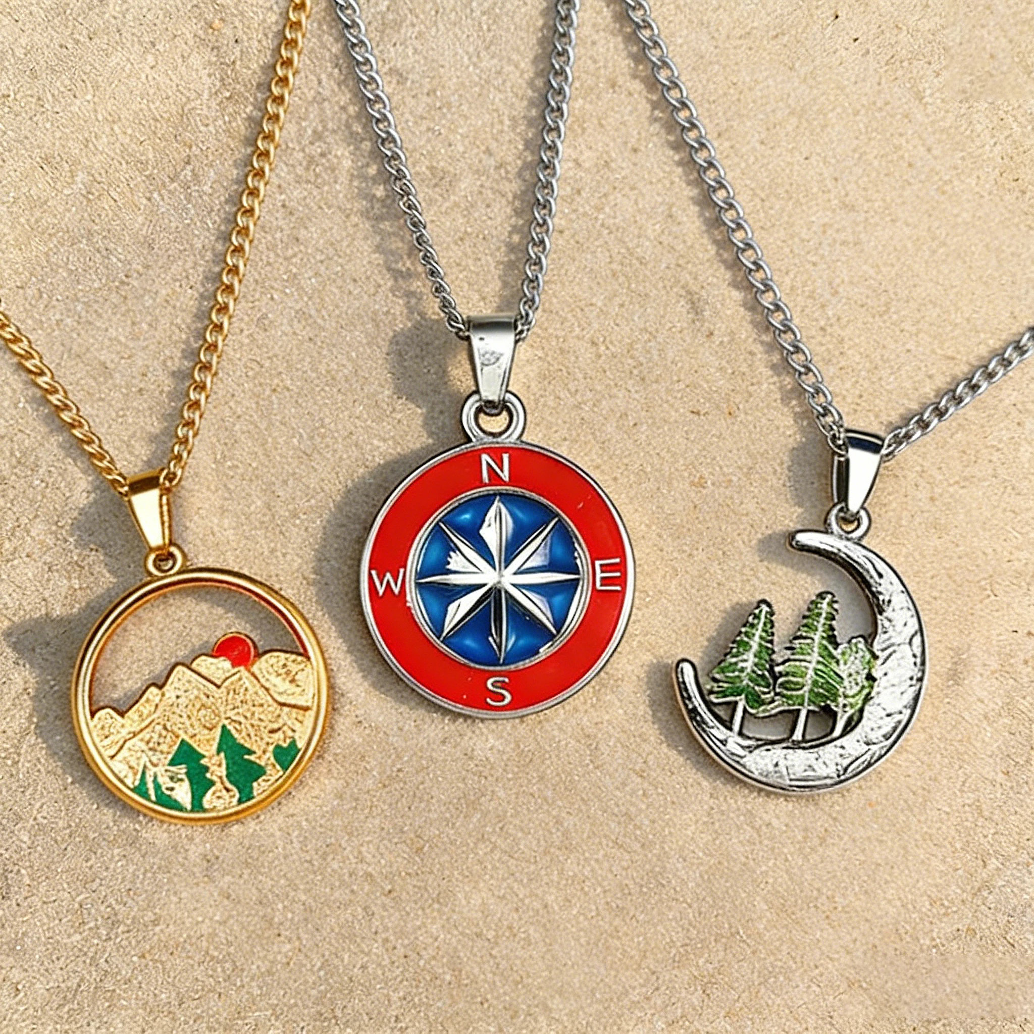 Fashion Personalized Oil Sunrise Compass Pendant Necklaces For Women Men Lucky Pendant Choker Unique Birthday Gift Wholesale