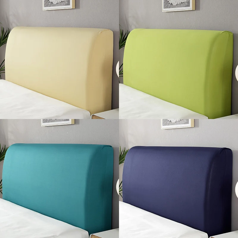 Solid Color Fabric Bed Head Cover All-inclusive Spandex Headboard Cover Elastic Furniture Protector for Hotel Home Living Room