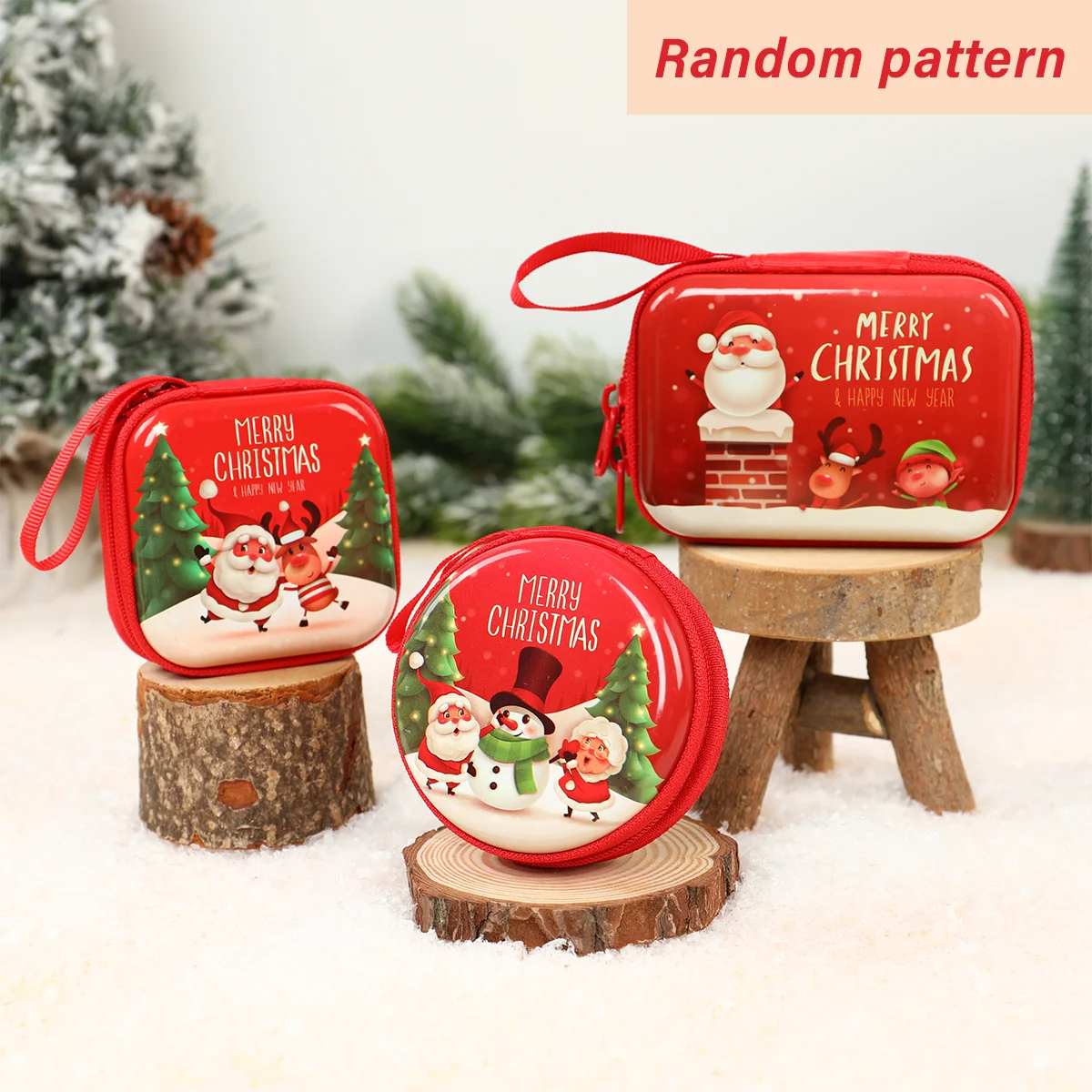 Santa Claus Snowman Elk Coin Purse Merry Christmas Mini Wallet Kids Girls Wallet Earphone Box Bags Christmas Gift 2024