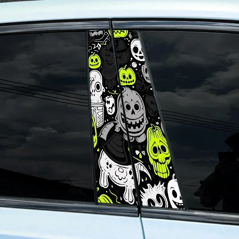 

1PC Halloween PET Car Sticker Auto B Pillar Waterproof Decoration Cover Scratches DIY Car Doors Pillar Skull Pumpkin Witch Decal