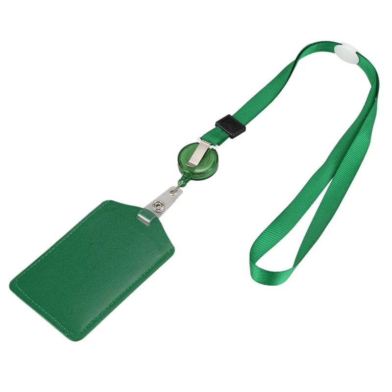 10 шт., кожаный держатель для визитных карточек в вертикальном стиле с 10-компонентным выдвижным ремешком на шею