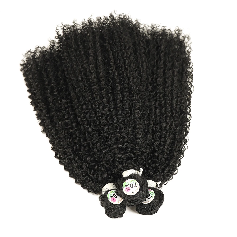 Long Synthetic Kinky Curly Hair Extensions Ombre Blonde Jerry Wave Bundles Heat Resistant Fake Crochet Hair for Women