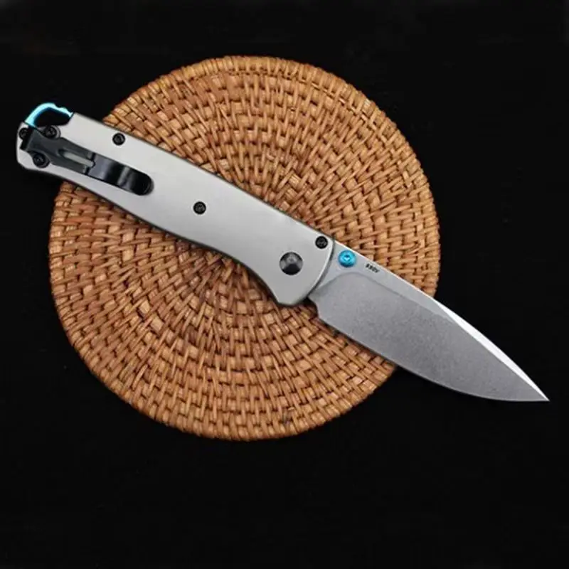 

Titanium Alloy Handle 535 High Quality Folding Knife TC4 D2 Blade Stone Wash Outdoor Safety Pocket Knives EDC Tool