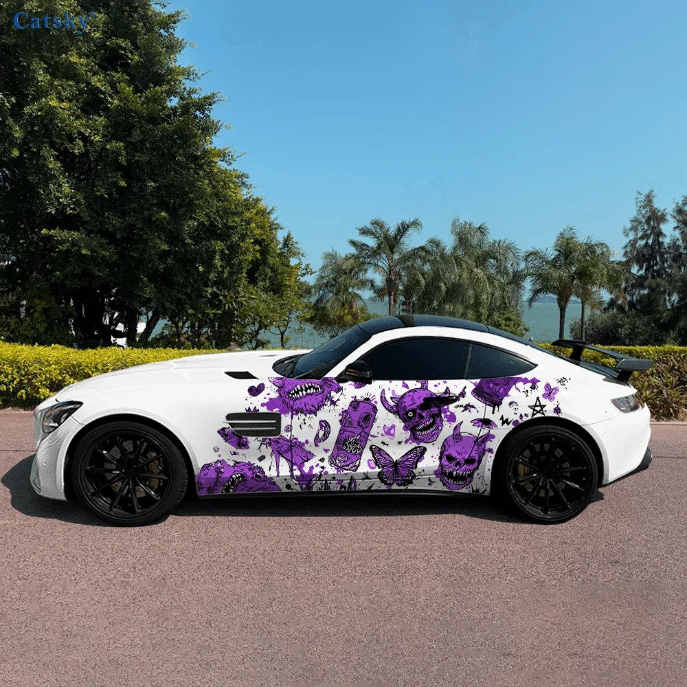 

Purple Dinosaur Skull Others Car Vinyl Wraps Decal Self-adhesive PVC Sticker Suitable for Trucks SUV Decor Auto Accessories Gift