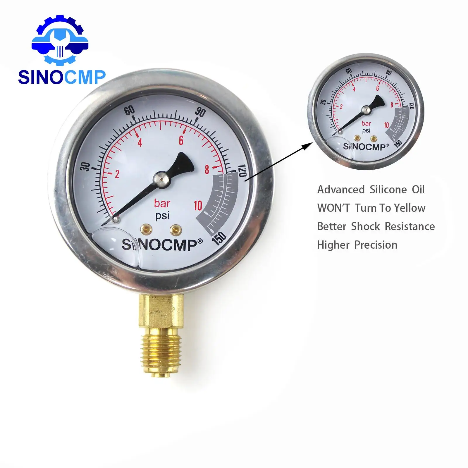 

1 МПа/0-10 Бар/0-150 фунтов на квадратный дюйм гидравлический манометр фильтр для бассейна циферблат измерительные приборы манометр