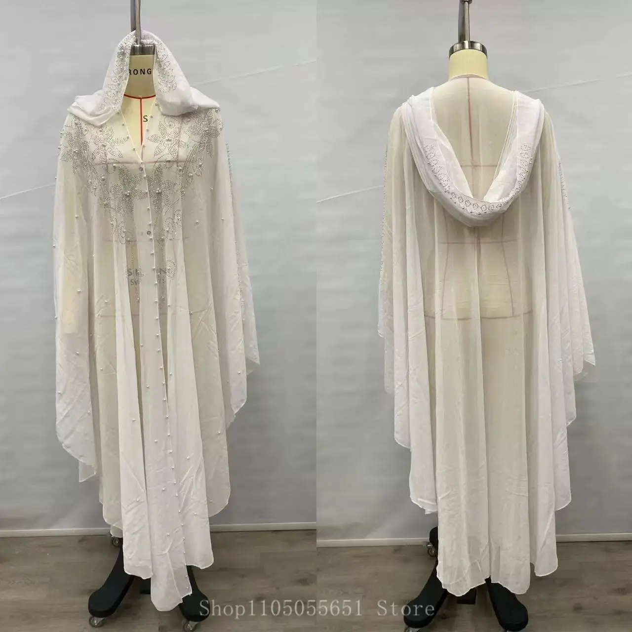 

Middle East Africa Hot Muslim Long Robe Vintage Diamond Bead Shoulder Cover Hooded Cloak Dress Bat Sleeve Women's Dress New