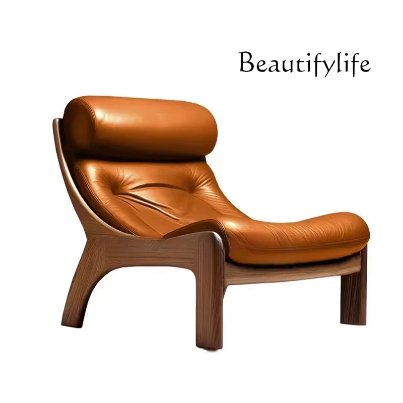 

Medieval solid wood leisure sofa chair hotel B & B club Nordic simple living room tiger chair