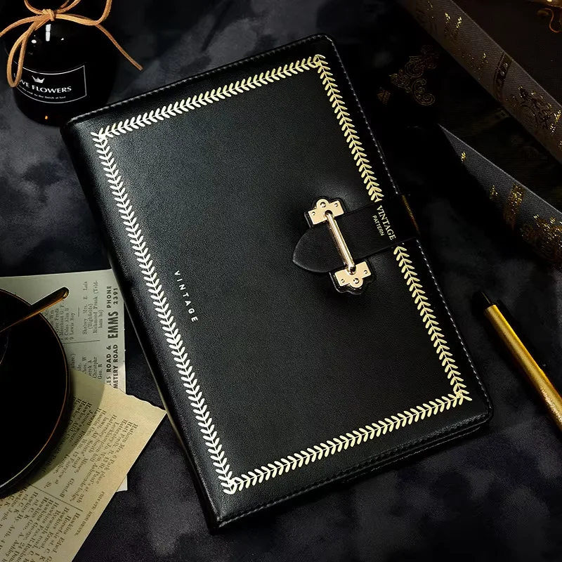 Free Custom Name Logo A5 Notebook Name Leather Cover Planner Writing Pads Binder Diary Office School Supply Gift with Box