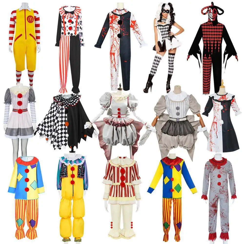 

loween Clown Cosplay Costume Full Set Carnival Themed Ladies' Ethnic Wear Stage Performance Suit Non-Branded Cusizable