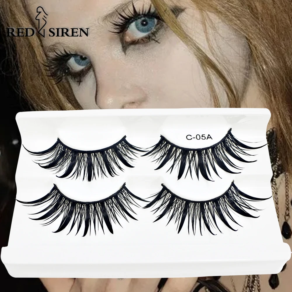 マンガ風まつげ スパイクアニメまつげ 2ペア コスプレ用つけまつげ ウィスピーまつげストリップ ドールアイ スパイク ウェットフェイクまつげ