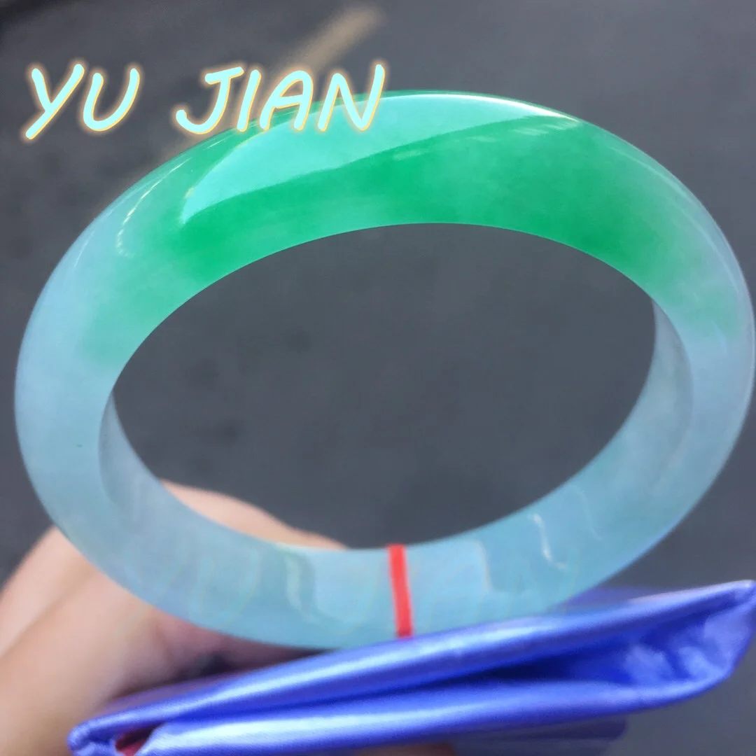 Newest Natural Ice Penetrating Jade Real Color Semi Green Jadeite Perfect Bracelet Handring Delicate Noble BANGLES Fine Jewelry