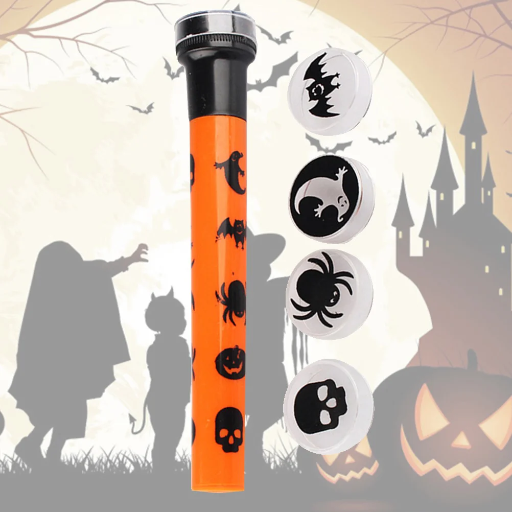 Proyector de linterna de proyección de Halloween, lámpara de patrón de fantasma de calabaza, casa encantada de plástico, 5 Juegos