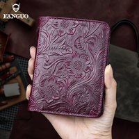 Men Wallet Genuine Leather RFID Blocking Tri-fold Wallets Vintage Handmade Short Multi Function ID Credit Card Holder Male Purse