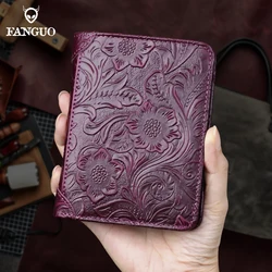 Portafoglio da uomo in vera pelle con blocco RFID Portafogli tri-fold Porta carte di credito vintage corto fatto a mano con porta carte di credito multifunzione