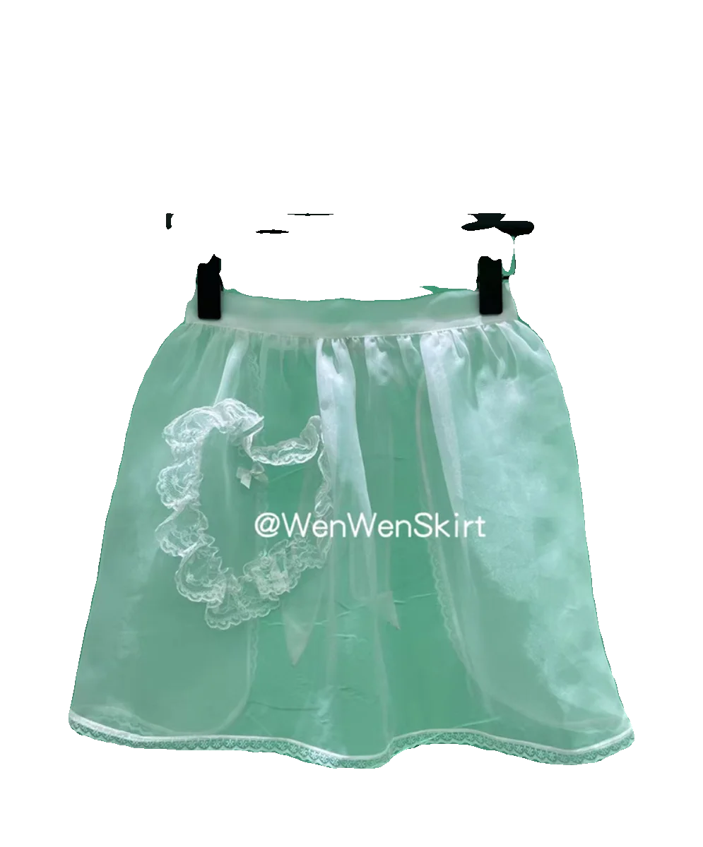 

Organza Bow Pearl Love Shape Bandage Apron Mesh Lace Simple Lace-up Skirt 2024 New High Quality Women Outerwear Overskirt