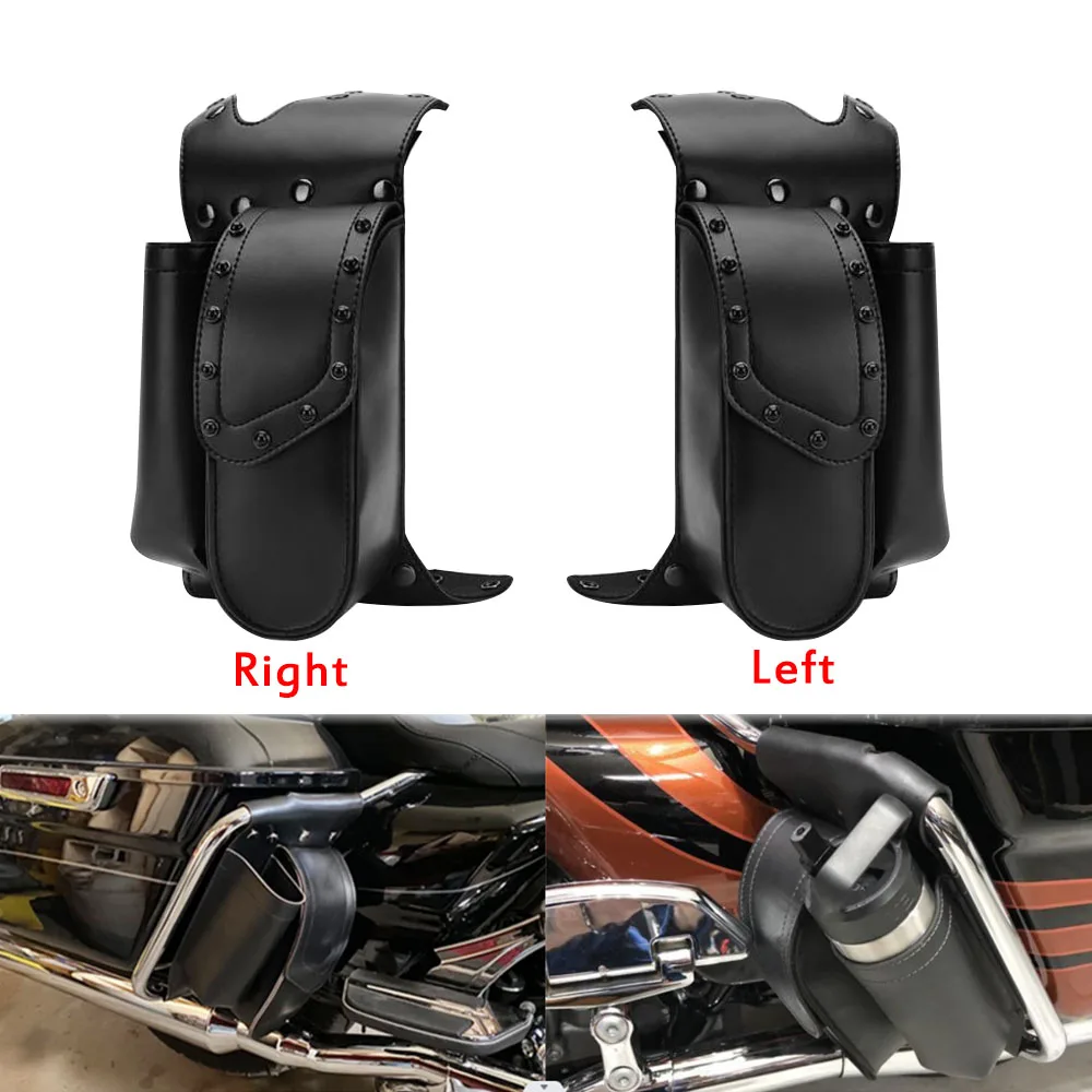 sacoche-de-selle-porte-outils-et-porte-bouteille-d'eau-sacoches-de-protection-pour-harley-touring-road-king-electra-glide-pieces-de-moto