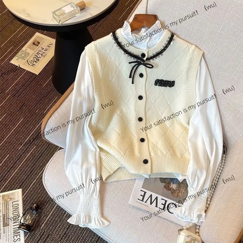 

Женский вязаный жилет, новый стиль, весенне-осенний свитер с бантом, милый модный кардиган, куртка.