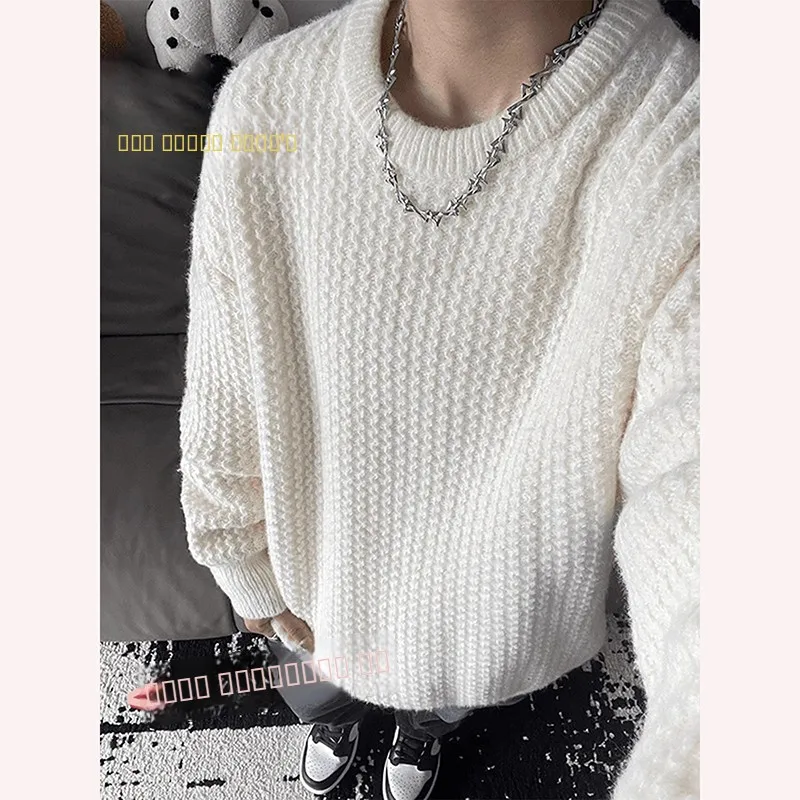 

Мужской вязаный свитер Heavyweight для осени и зимы, с круглым вырезом, базовый слой, модный бренд, Lazy Sle Moccasin Cleanfit