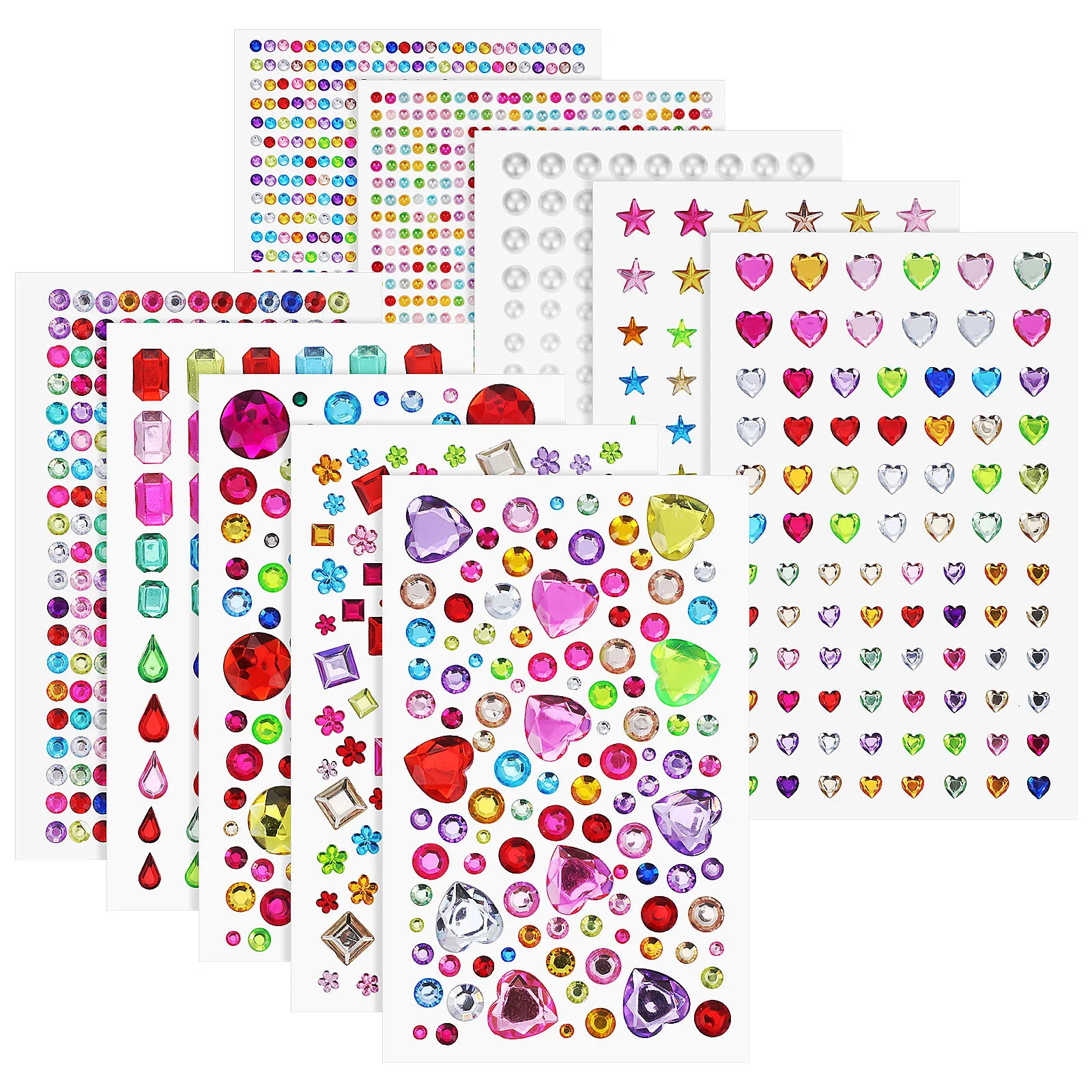 10 ورقات من ملصقات حجر الراين، ملصقات جوهرة لامعة ذاتية اللصق، عصا بلينغ على الأحجار الكريمة للحرف اليدوية، عصا على الأحجار الكريمة #3