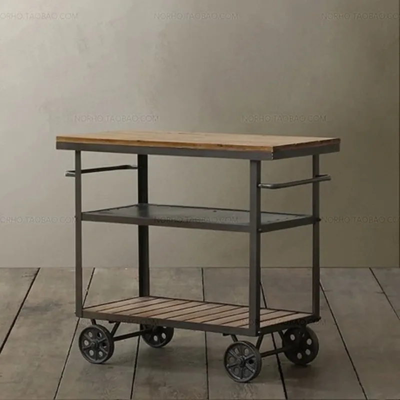 Kitchen Island Table Handcart Rolling Practical Outdoor Service Food Handcart Bar Beach Grocery Caboceros Restaurant