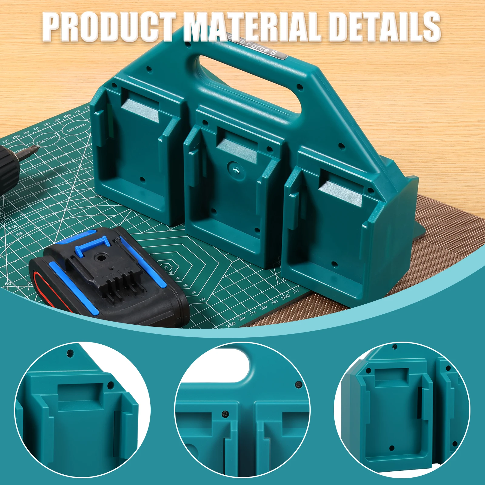 Tragbarer Batterie-Aufbewahrungsorganizer mit Halterung und Griff für MK LXT 18V 14,4V BL1830 BL1850 Li-Ion-Akku-Tragekoffer – Detail 7