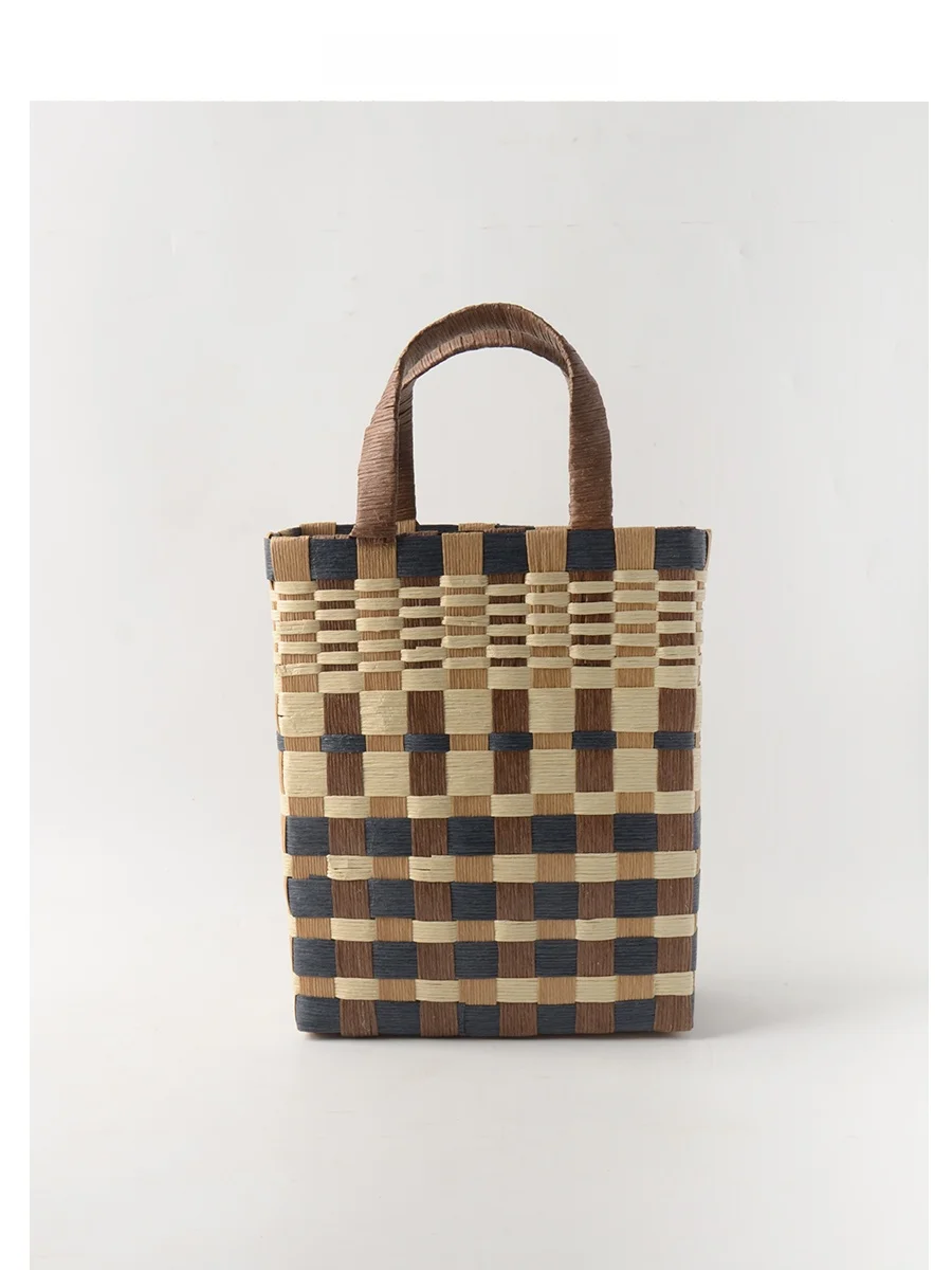 

Handwoven Portable op Bag Oakliving Color Blo Handheld Basket Vegetable Market Bag Bath Basket Household Storage Orga...