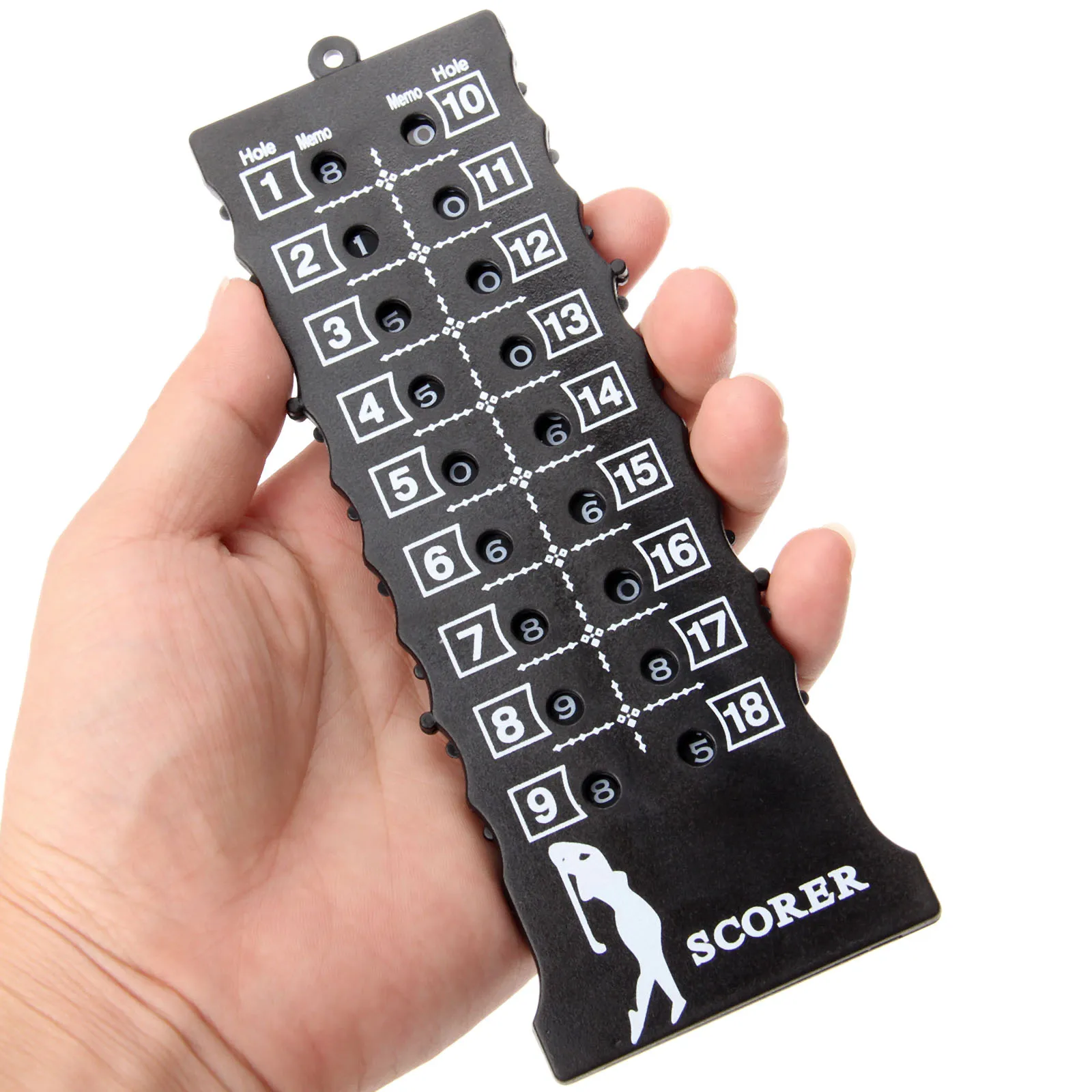 

18 Holes Golf Stroke Putt Score Card Counter Golf Score Indicator with Key Chain Environmental Golf Score Counter Black Plastic