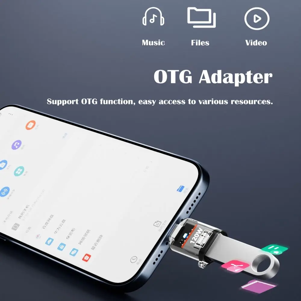 10Gbps Type-C to USB-A Converter Indicator Light Fast Charging USB-C Extender PD 120W Male to Female OTG Adapter