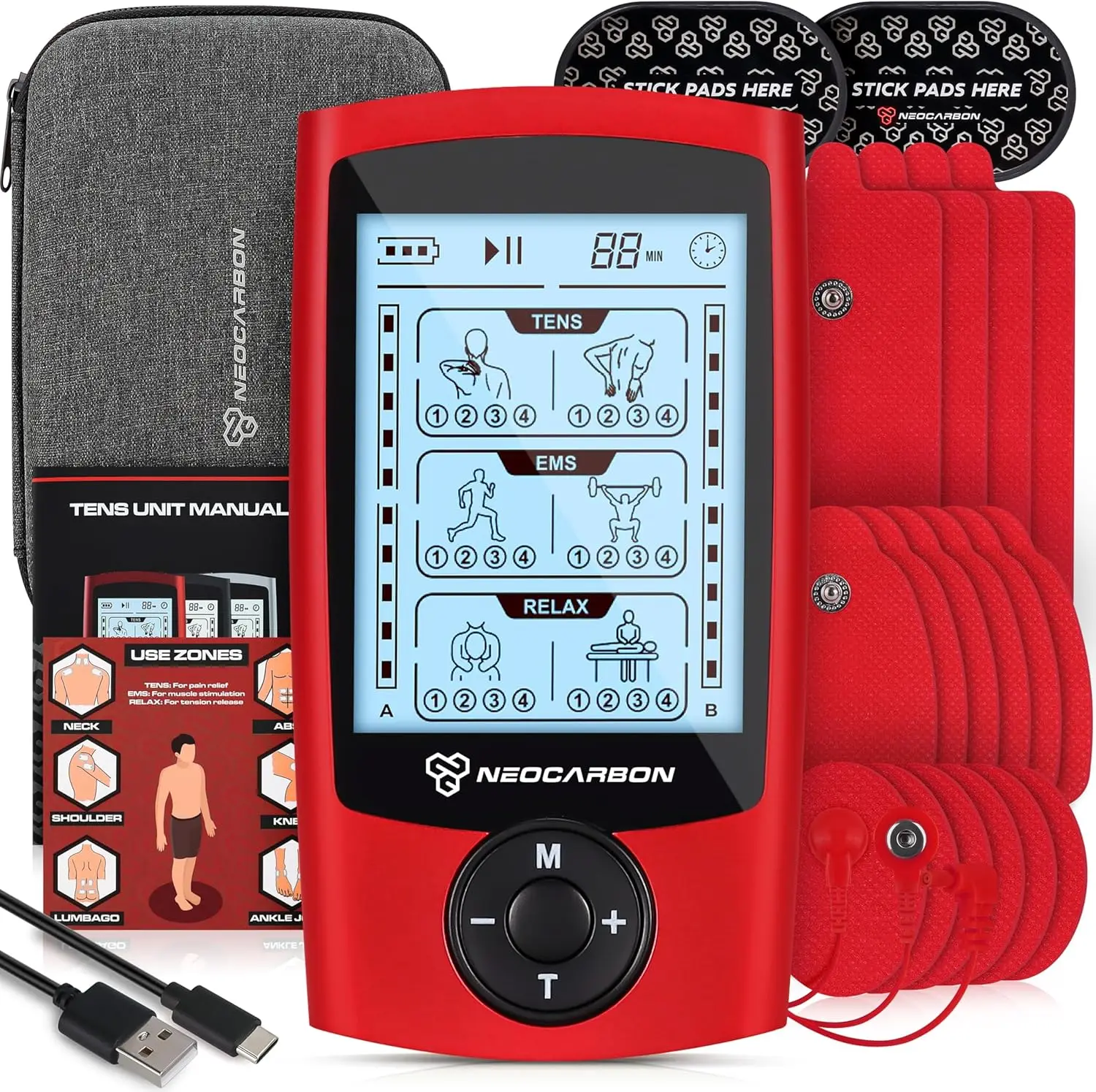 Electronic Muscle Stimulator for Shoulder, Neck, Back Pain Relief with Multiple Modes and Portable Design