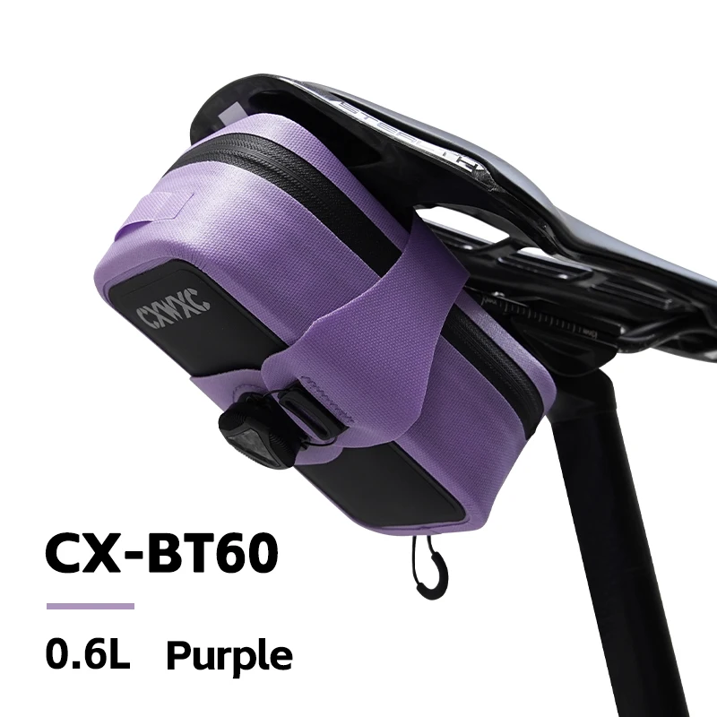 CXWXC TPU Fahrradsatteltasche 0,6L Selbstverriegelnde Knopf-Hecktasche Tragbare BOA Fahrradtasche Wasserdichte Verstärkte Mini-Fahrradtaschen
