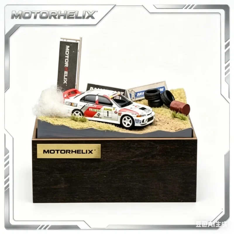 

2026 HEC North Exhibition Exclusive MOTORHELIX 1:64 Mitsubishi Lancer Evolution IV GSR Racing Car Alloy Die-Cast Model.