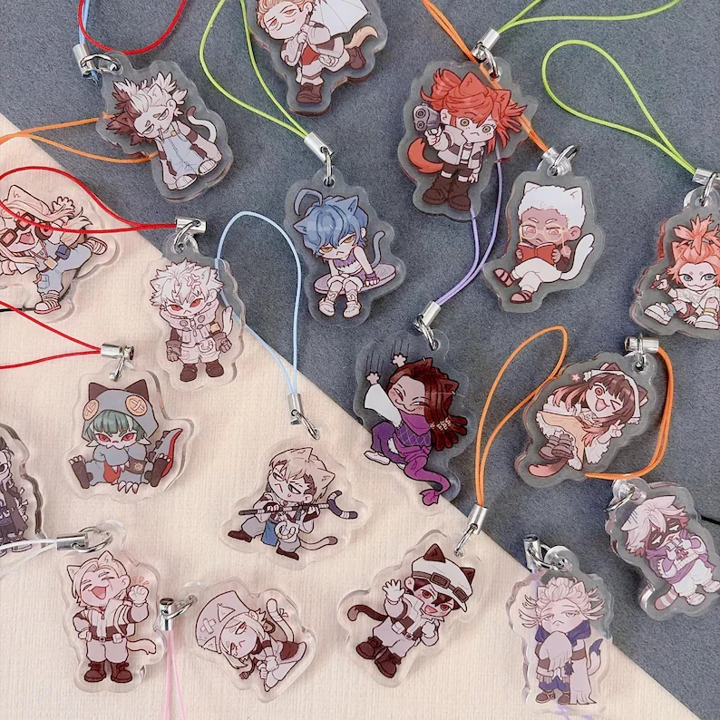 Anime Manga Style Acrylic Phone Charms Cartoon Character Bag Pendant Keychain Gift for Fans